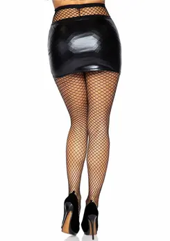 Elastane Fishnet Pantyhose Classic Black Mesh, One Size