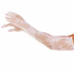 Leg Avenue Opera Mesh Gloves White Floral Pattern, One Size