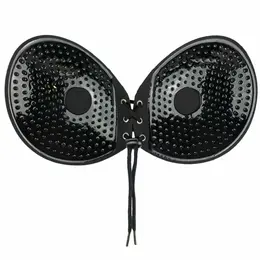 Bye Bra Round Lace-It Adhesive Bra Black Cup E - Invisible Strapless Solution