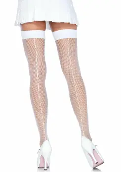 Leg Avenue Fishnet Backseam Thigh Highs Elegant Black Mesh Lingerie