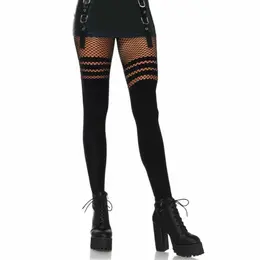 Leg Avenue Pantyhose Model 7157 White with Striped Fishnet Accent One Size