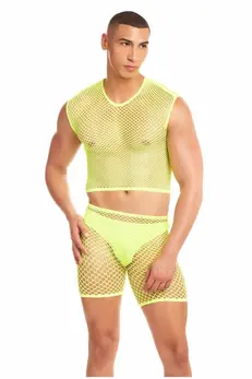 RAINBOW PARTY NET-BULA 3 PCS SET YELLOW S/M - Vibrant Mesh Outfit