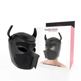 Darkness Neoprene Dog Mask L - Adjustable Removable Muzzle Black/Red