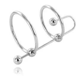 Metal Hard Steel Dual Ring & Urethral Stopper System 28/32 mm