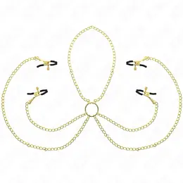 KINK Adjustable Gold Nipple & Clitoral Clamp Set - 4-Piece, Metal Design