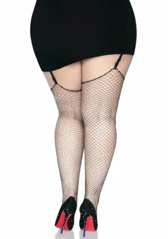 Leg Avenue Brielle Rhinestone Fishnet Stockings Plus Size Black