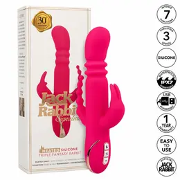CalExotics Jack Rabbit Signature Heated Silicone Triple Fantasy Pink