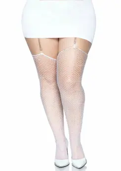 Leg Avenue Brielle Plus Rhinestone Fishnet Stockings Black XL