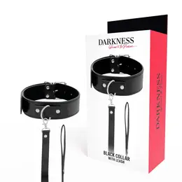 Darkness Collar Model 8435565904135 with Leather Chain - Adjustable, Padded, Black