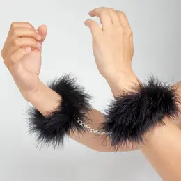 Secret Play Black Feather Restraint Set with Chrome Chain 30cm