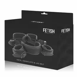 Fetish Submissive Neoprene-Lined Adjustable Restraint System Black