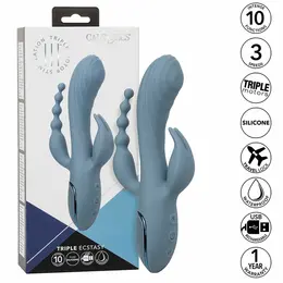 CalExotics Triple Ecstasy Grey - Rechargeable Triple-Action Massager 11.5cm
