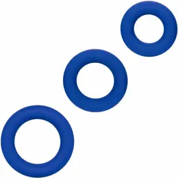 CalExotics Admiral Blue Set - 3-Piece Liquid Silicone Performance Rings