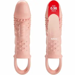 Pretty Love Cecelia Vibrating Extension Sleeve Natural TPR Adjustable Fit