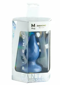 Fantasy Plug Diamond Silexd Pearl Blue - Adjustable Firmness, Compact Size