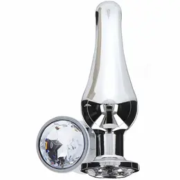 ToyJoy Diamond Bum Bijou Large - Aluminium Plug with Silver Gem, 13 cm