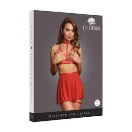Obsessive Liferia 4-Piece Red Mesh Lingerie Set, One Size