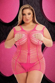 Lapdance Shredded Mini Dress Pink Nylon-Spandex Flexible Fit QS
