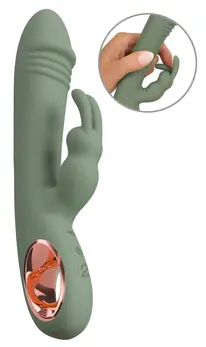 You2Toys Slim Rabbit Olive Dual Vibrator, 10 Modes, Waterproof, Silicone