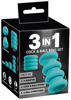 You2Toys 3-in-1 Silicone Ring Set with Adjustable System, Black
