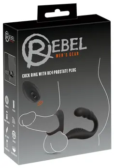 Rebel RC Prostate Plug & Dual Support Ring Set, Silicone, Black