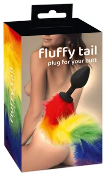 You2Toys Rainbow Fluffy Tail Silicone Plug - 42 cm Multicolor