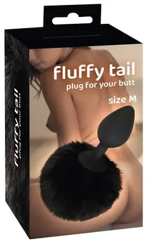 You2Toys Fluffy Tail Black M - Silicone Intimate Cone Plug with Faux Fur