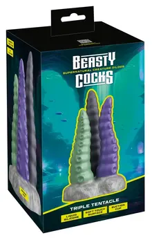 You2Toys Beasty Cocks Triple Tentacle Silicone Fantasy Model 22cm