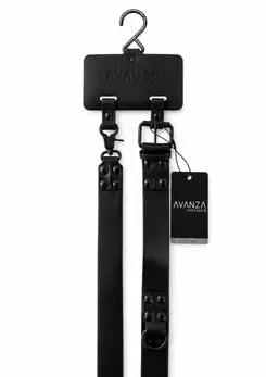AVANZA VANTAGE 8 Signature Collar & Short Leash Black PU Leather