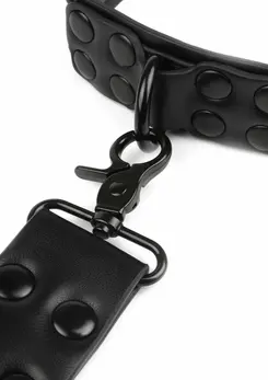 AVANZA VANTAGE 8 Signature Collar & Leash Black PU Leather Set