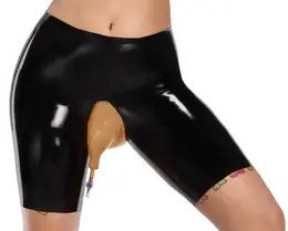 LateX Urine Collection Pants M - Black Latex Shorts with Valve System