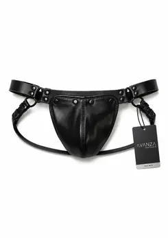 AVANZA VANTAGE 8 Core Harness Jockstrap Black PU Leather Adjustable