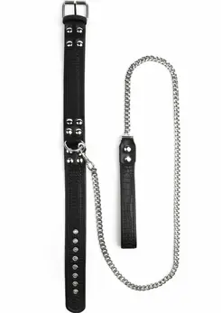 AVANZA FEROS Croc-Embossed PU Leather Collar & Leash Set Black