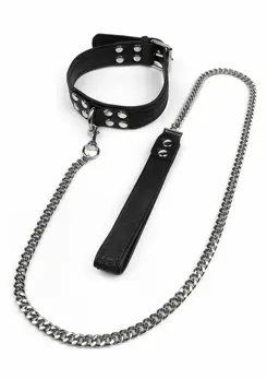 AVANZA FEROS Croc-Embossed PU Leather Collar & Leash Set Black