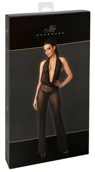 Noir Handmade Orgia Powernet Jumpsuit Black S - Sheer Halterneck Design