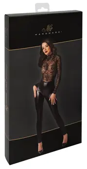Noir Handmade Orgia Exclusive Lace & Powerwetlook Jumpsuit Black L