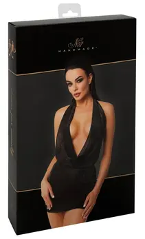 Noir Handmade Orgia Luminara Halterneck Shimmer Mini Dress Black S