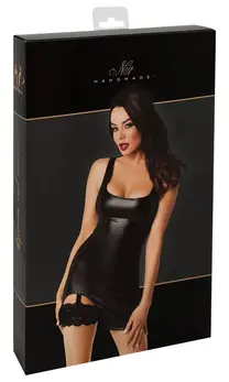 Noir Handmade Orgia Powerwetlook Mini Dress with Garters XL Black