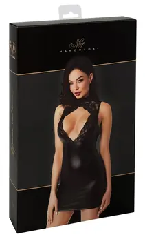 Noir Handmade Orgia Powerwetlook Lace Dress XL Black