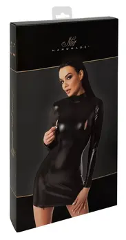 Noir Handmade Orgia Exclusive Powerwetlook Long Sleeve Dress XL Black