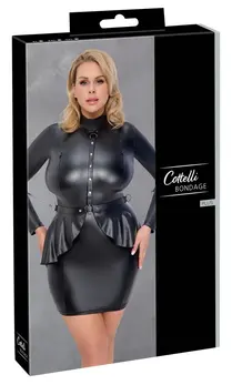 Cottelli Bondage Dress 3XL Matte Black, Adjustable Straps, Removable Restraints