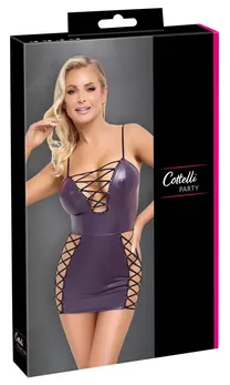 Cottelli Party Mini Dress XL Purple Matte Look Adjustable Lacing