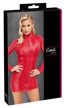 Cottelli PARTY Red Snakeskin Effect Dress, Long Sleeve, Size L
