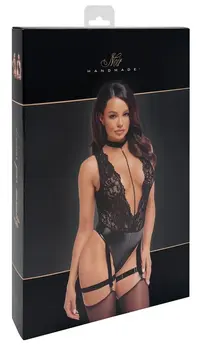 Noir Handmade Body Pearls XL - Black Lace & Matte Finish Bodysuit