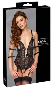 Cottelli Bondage Body L Black Lace with Adjustable Straps & Restraints