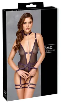 Cottelli Bondage Body S Black Powernet & Purple Accents with Accessories