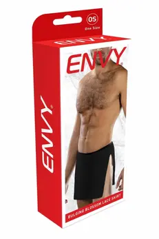 ENVY Bulging Blossom Lace Skirt Black OS - Elegant High-Slit Design