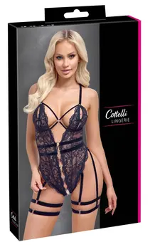 Cottelli Lingerie Body Lace S Black Floral Harness Adjustable