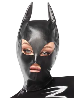 Bad Kitty Head Mask Catwoman Style, Black, Faux Leather, One Size