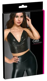 Cottelli Accessories Metal Crop Top Black Adjustable Chains
